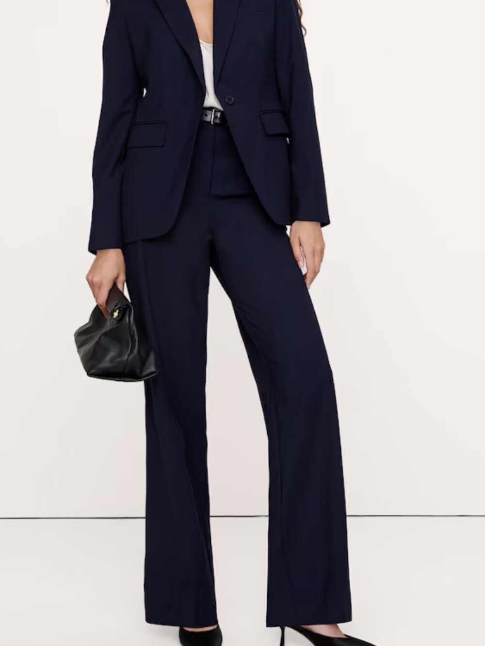 NEW Banana Republic Navy Blue Modern Straight Siena Italian Wool Pants 6L